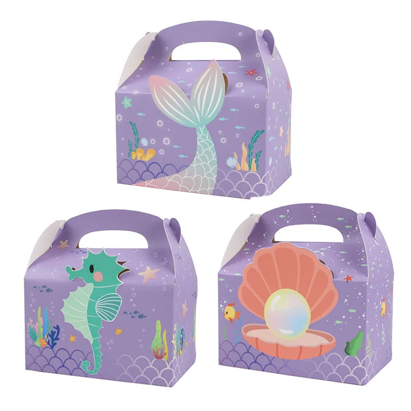 Mermaid Tail Pearl Shell Candy Packaging Box 3pcs/set Girls Happy Mermaid Theme Birthday Party Decor