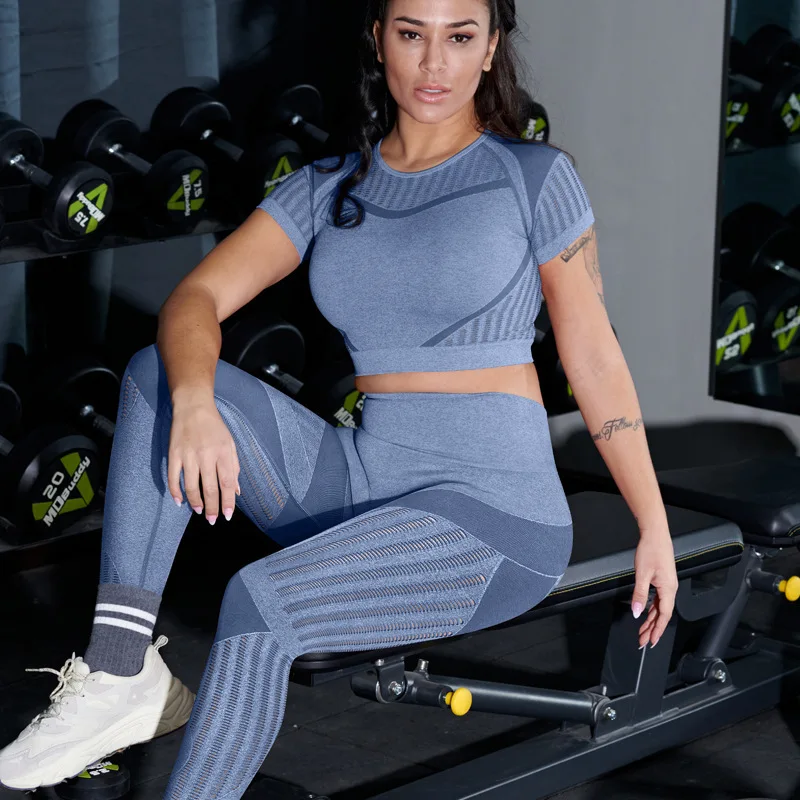 

Autumn Winter Gym Sportswear Woman Short Sleeve Yoga Gym Sets Womens Outfits Suit for Fitness Overalls Workout Clothes for Women