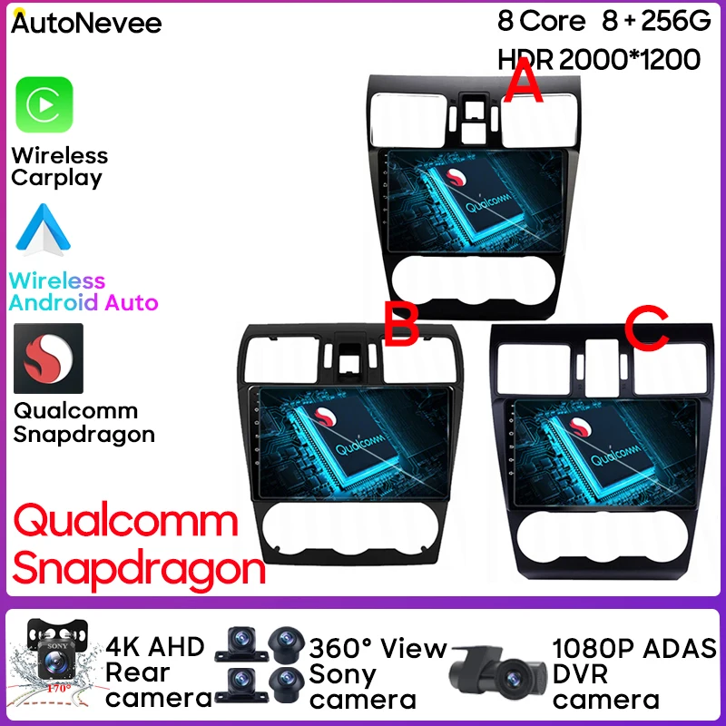 

Qualcomm Snapdragon For Subaru Forester 4 SJ WRX XV Crosstrek 16 2012 - 2018 Car Radio Video Player Android 13 auto carplay