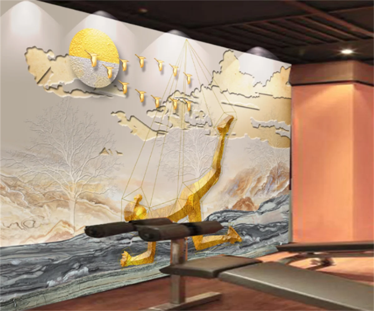 

Customized 3D any size tooling wallpaper wall painting imitation marble pattern yoga studio gym tooling background wallpaper