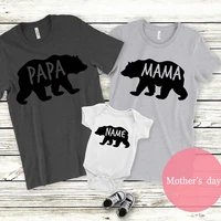 mama bear tshirt baby top 2022 summer mommy and me outfit family daddy kids matching clothes print casual papa bear shirt m