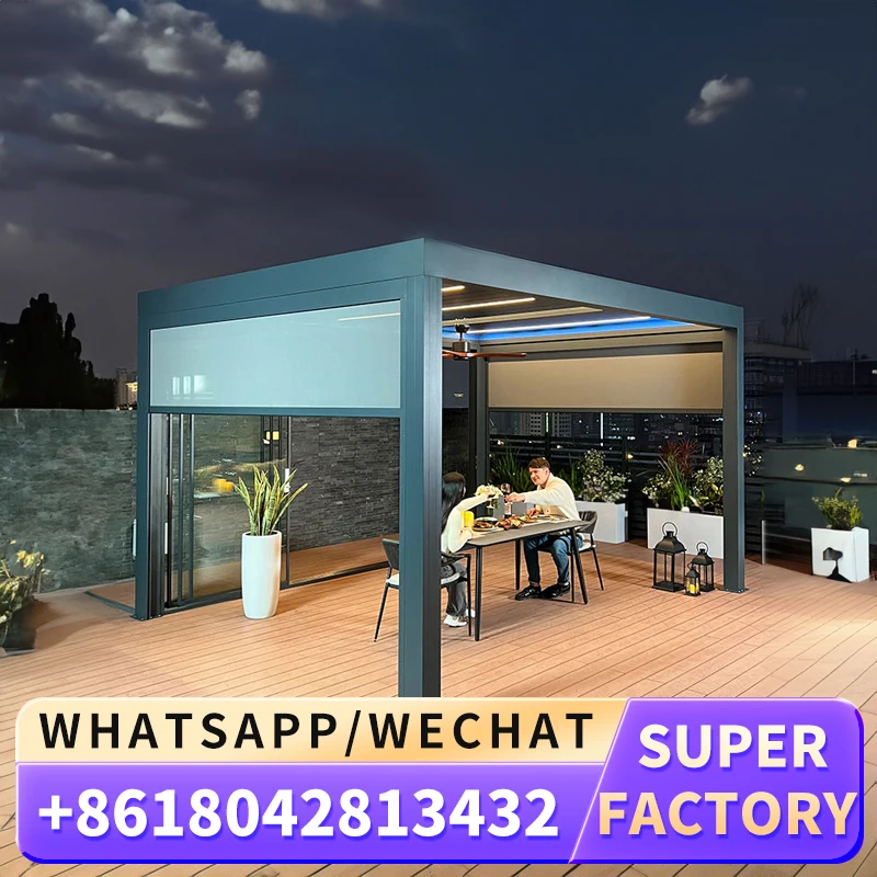 Водонепроницаемый современный навес для сада стальной бассейн биоклиматические