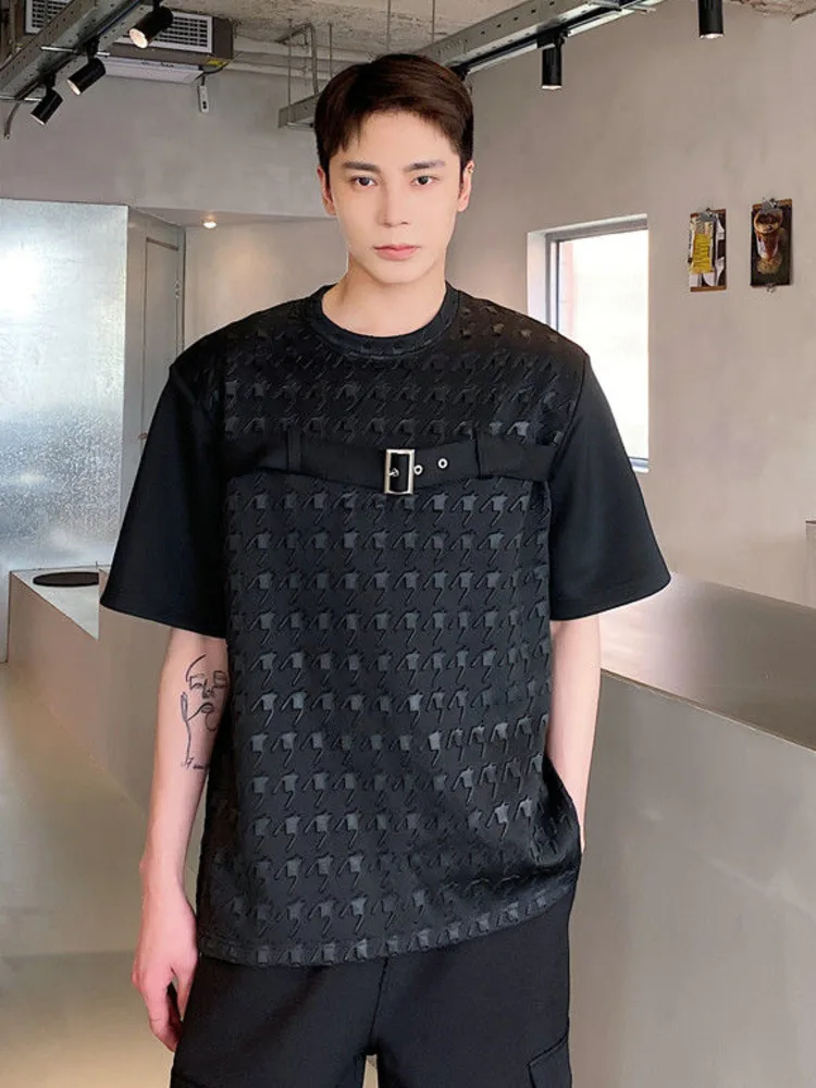 

Футболка SYUHGFA мужская с коротким рукавом, модная Свободная рубашка с тиснением, уличная одежда в Корейском стиле, лето 2022