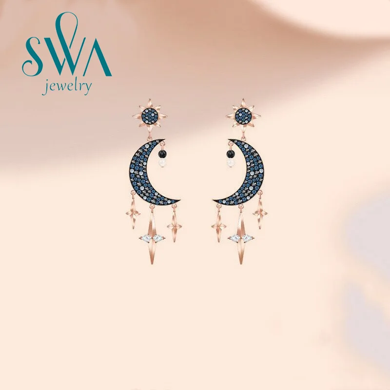 

Swa Original High Quality V-shaped Earrings With Logo Multicolor Crystal Korean Women's Earrings Anniversary Gift