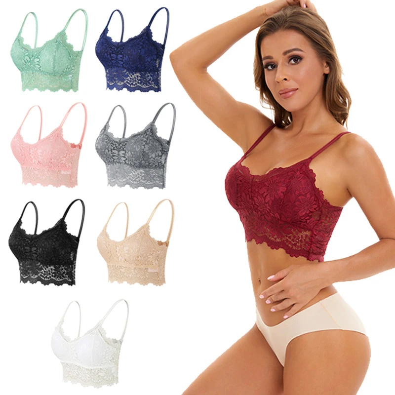 

Women Breathable Lace Bras Sexy Sport Bra Top Solid Vest Lace Seamless Breathable Push Up Top Underwear нижнее белье женское