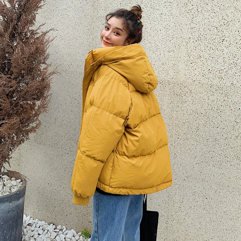 Women Hooded Cotton Padded Jacket Trendy 2023 Autumn Winter Warm Thick Short Coat Female Loose Parkas Korean Outfits Overcoat