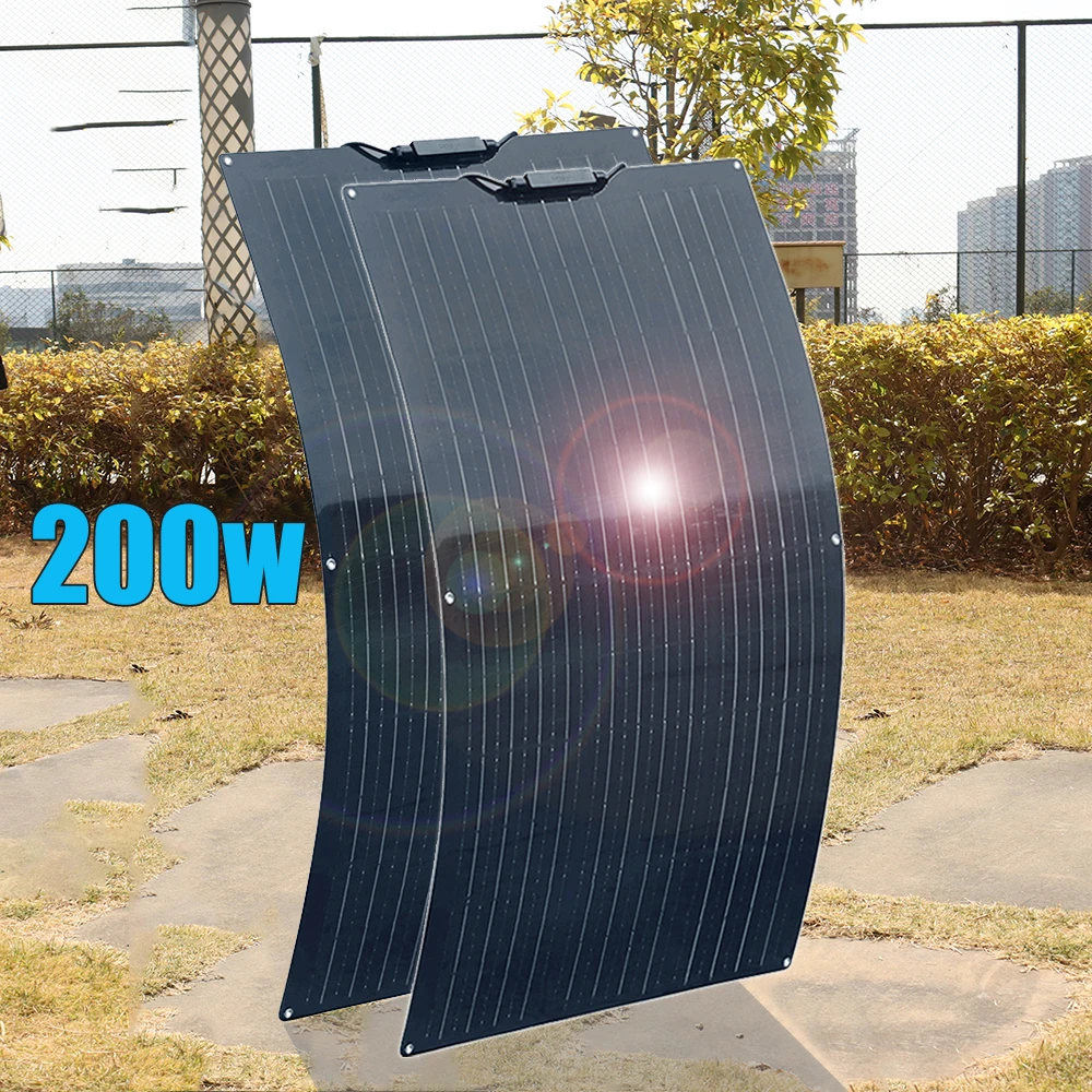 

flexible solar panel 200w 100w kit complete 12v photovoltaic panel system for home car marine automotor boat camping 885*540mm