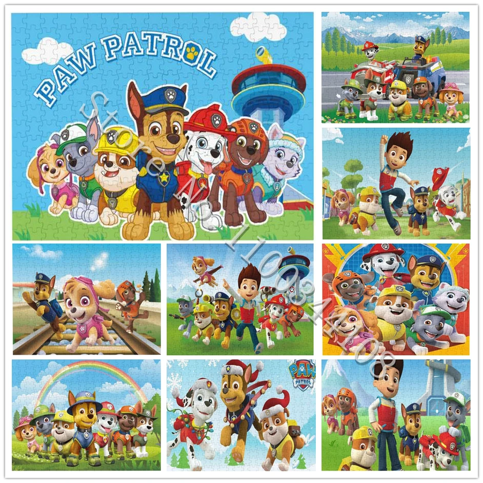 

Disney Cartoon Paw Patrol Wooden Puzzle Toys for Children 300 Pieces Anime Jigsaw Baby Learning Educational Toy Kids Gift