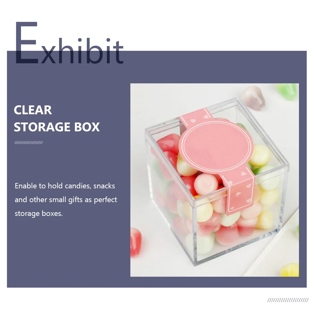 

Box Clear Boxes Acrylic Candy Gift Container Display Mini Case Square Wedding Cube Favors Cupcake Containers Favor Storage