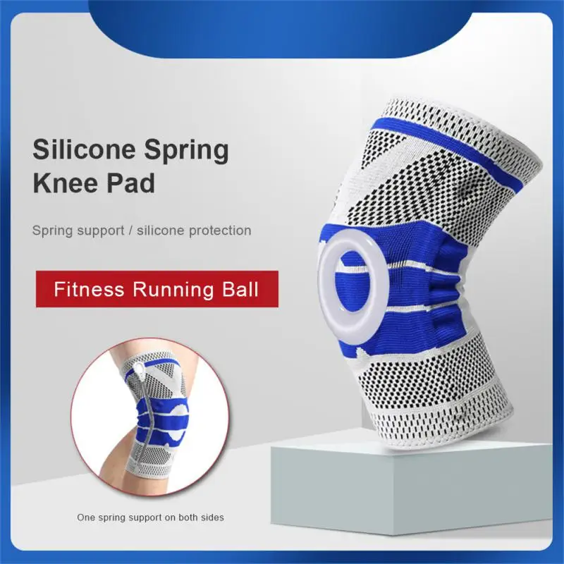 

2pcs/1pc Sports Compression Knee Support Brace Patella Protector Knitted Silicone Spring Leg Pads for Cycling Running Basketball