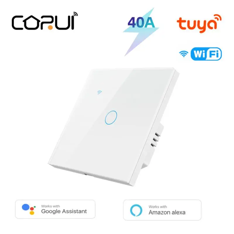 

CORUI Tuya WIFI+Bluetooth 40A Smart Water Heater Boiler Switch 8000W EU Stadanrd Smart Switch Alexa Google Home Voice Control