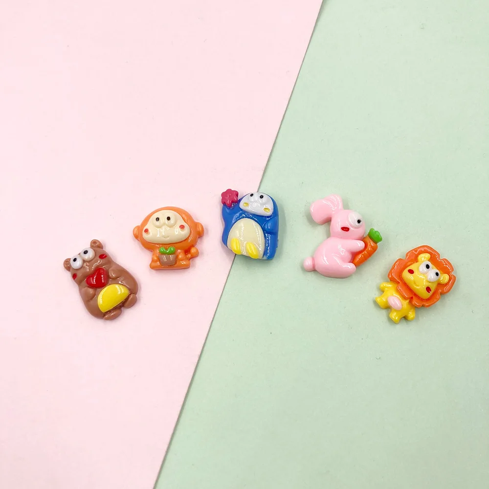

10 шт. смешанные Мультяшные животные с плоской задней стороной кабошон для волос бант зажимы аксессуары Скрапбукинг для украшения телефона ...