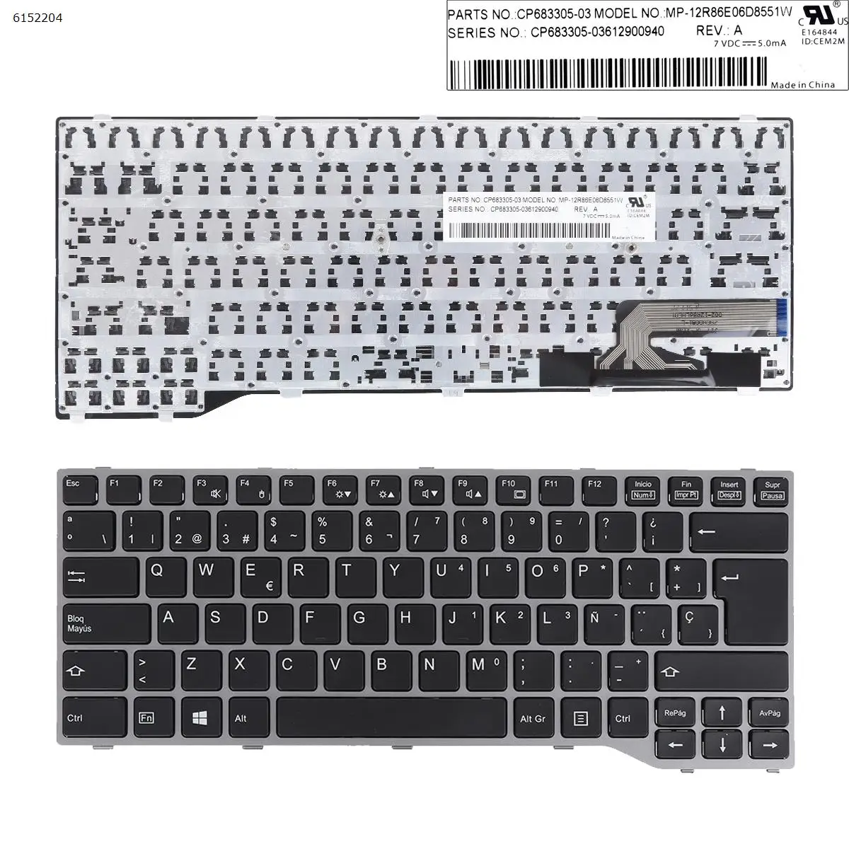 

SP Laptop Keyboard for Fujitsu Siemens LifeBook T725 T726 SILVER FRAME BLACK