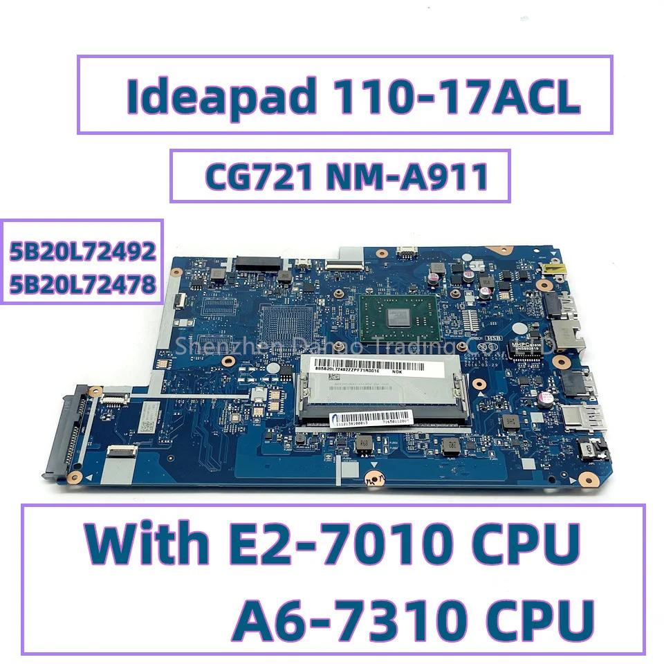 Материнская плата для ноутбука Lenovo Ideapad 110-17ACL UMA CG721