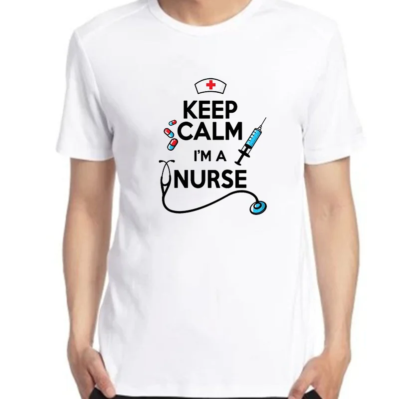 

Футболка Keep Calm для медсестры, Мужская футболка оверсайз, футболки с рисунком, футболка с коротким рукавом, летняя мужская одежда