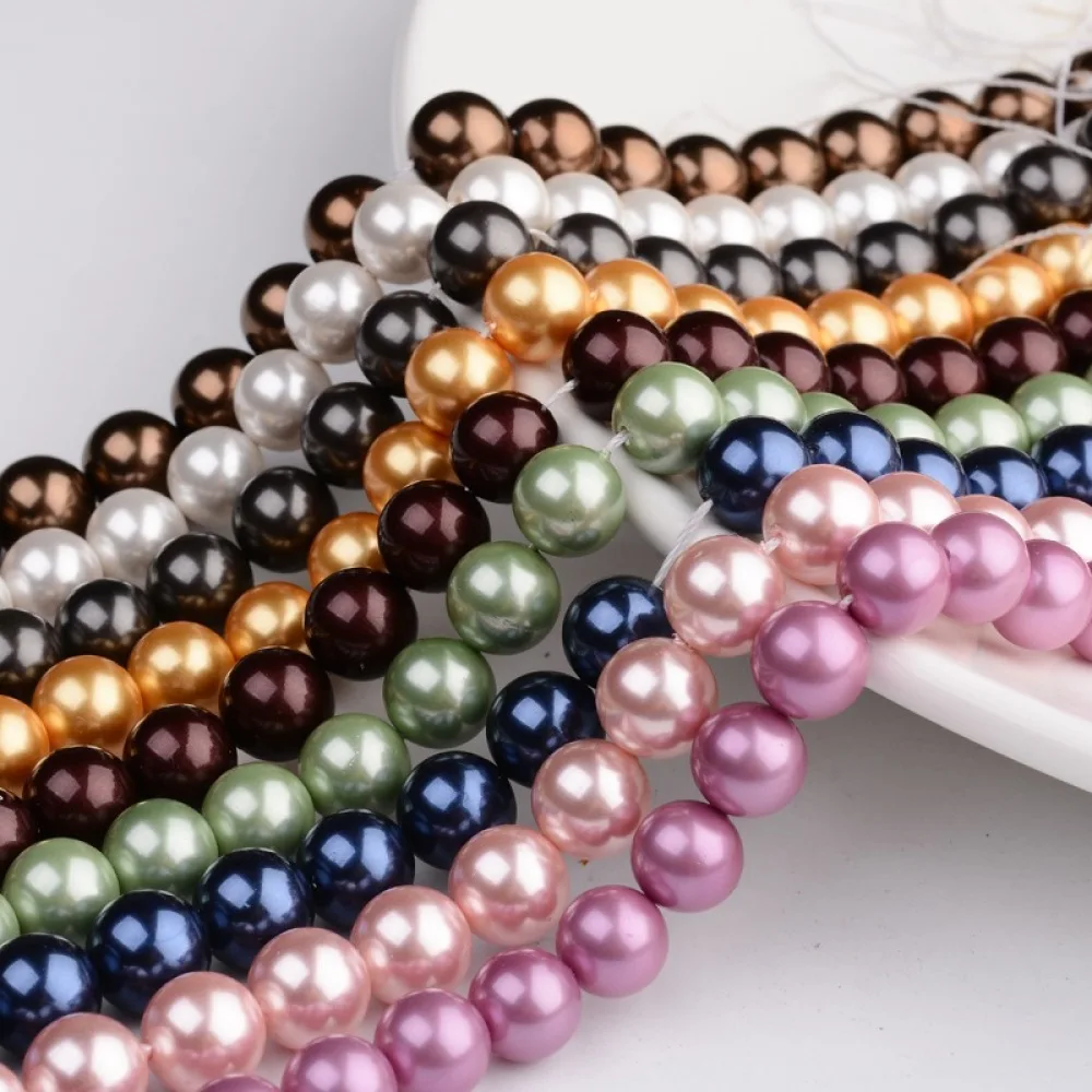 

5Strand Polished Pearl Beads 6mm 8mm 10mm 12mm Round Grade A Pearl Bead Strand for jewelry making DIY pearl bracelet necklace
