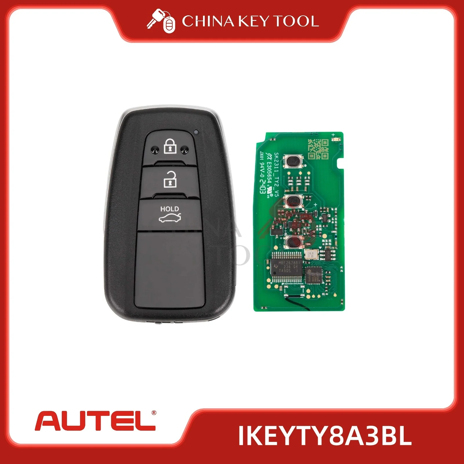 

1 шт. Autel IKEYTY8A3BL универсальный смарт-дистанционный ключ 3 кнопки для Toyota для Autel смарт-ключ для KM100 IM508 IM608 KM100E