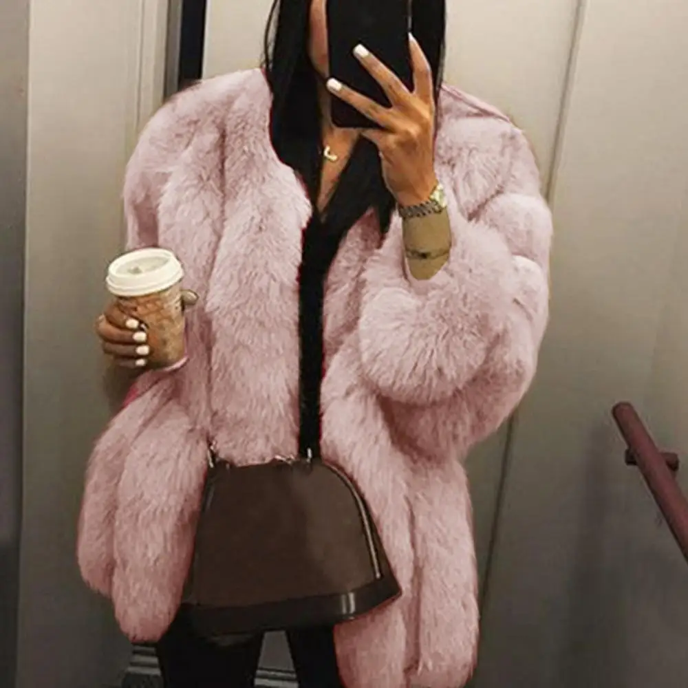 Furry Coat Fashion Autumn and Winter Women's Jacket Large Size Short Artificial Fur Coat Warm Furry Coat Long Sleeve Jacket 2022