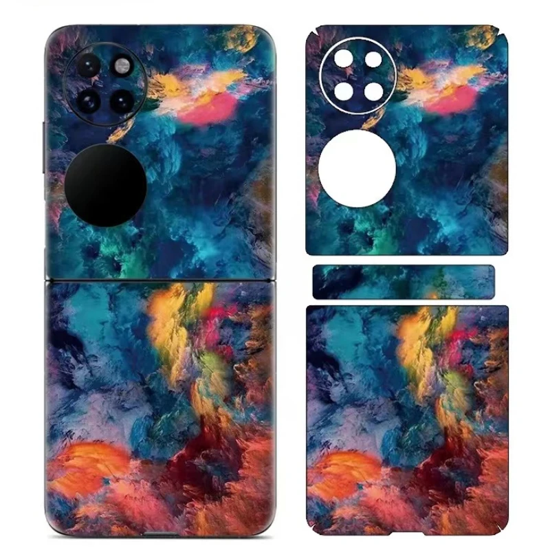

Colorful Chaos Multicolored Anti-Scratch Sticker For Huawei P50 Pocket Back+Hinge For P50 Pocket Full Coverage Protective Film