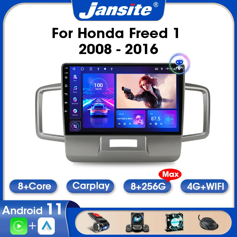 

Jansite 2 Din Android 11 Car Radio For Honda Freed 1 Spike 2008-2016 8G+256G Multimedia Video Player Carplay Auto DVD Stereo RDS