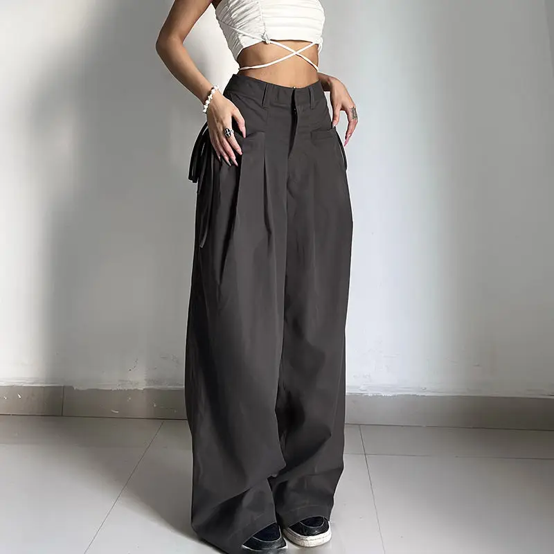 

Wide Leg Pants Women Drape Mopping Floor Straight Leg Pants Streetwear Shooting All Match High Waist Casual Suit Trendy Trousers