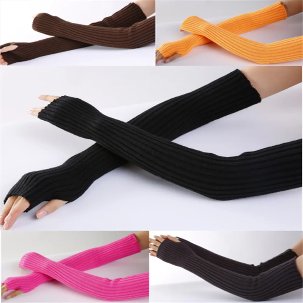 Перчатки унисекс без пальцев для мужчин и женщин, теплые зимние мягкие вязаные варежки, ST006