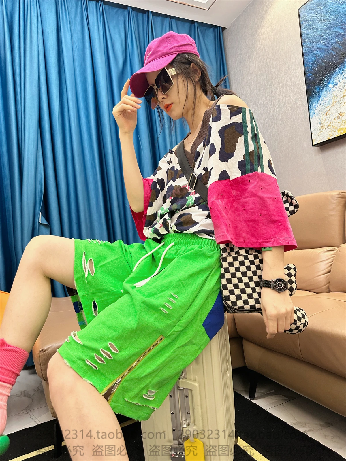 Loose Shorts for Women 2023 Summer New High Waist Zipper Ripped Short Pants Casual All-Matching Sports Wide Legs Shorts Female