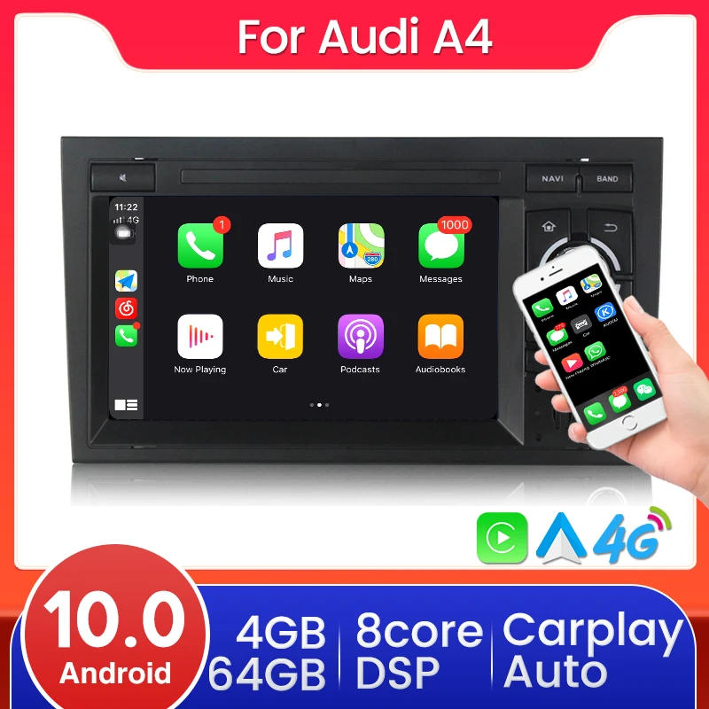 Автомобильный мультимедийный плеер Android 10.0 7-дюймовый для Audi A4 2002-2007 S4 RS4 B6 B8 B7 радио стерео навигация GPS Wifi DSP SWC CANBUS on.