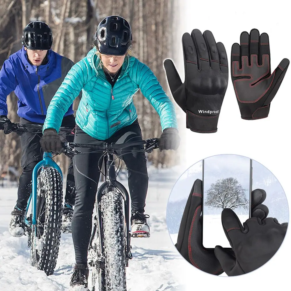 

Waterproof Nonslip Thermal Cold Protection Polar Fleece Touch Screen Motorcycle Riding Gloves Full Finger Mittens
