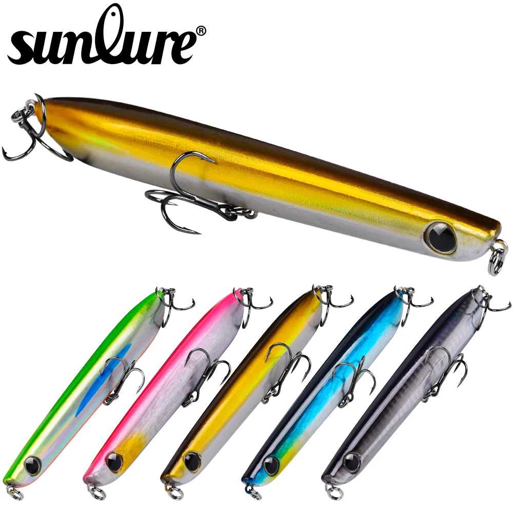 

Sunlure 5PCS Fishing Lures 13cm-16g Popper&Pencil Baits Floating Hard Wobblers Topwater Crankbait Snakehead Wobblers Artificial