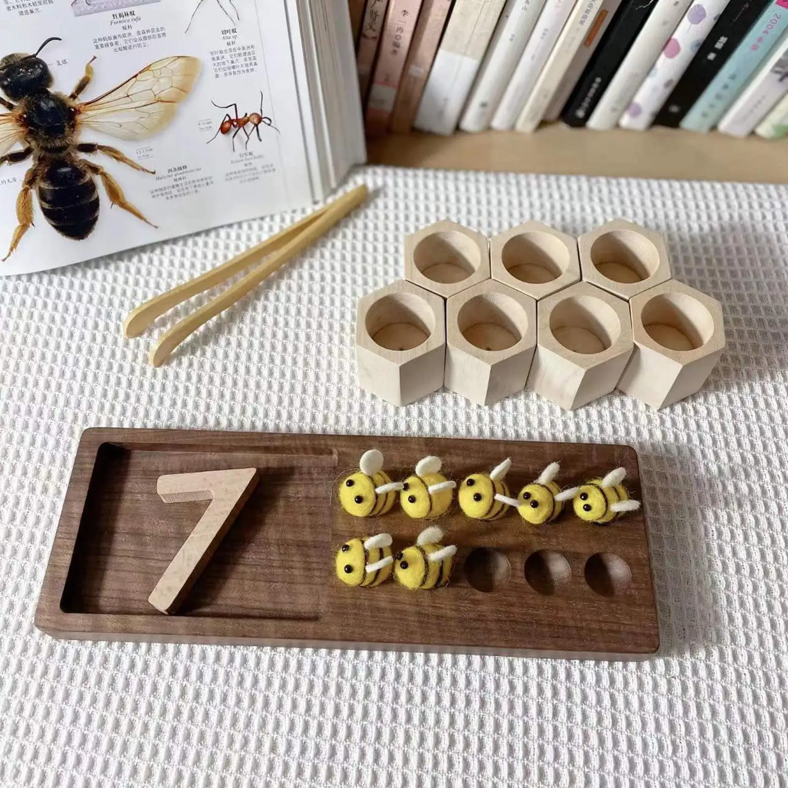 

Preschool Learning Toy Beehive Game Kids Teaching Tools Wooden Sustainably Montessori Sorting Game Preschool for Babies