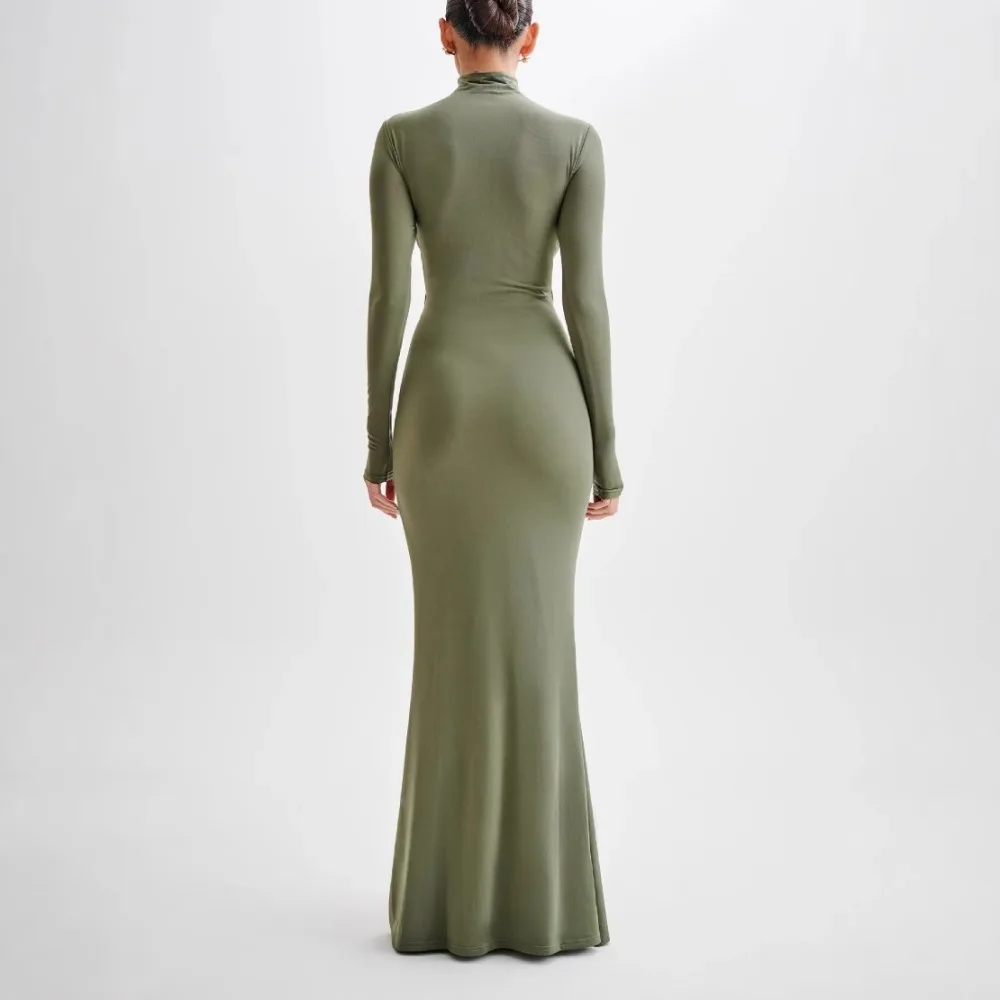 TWOTWINSTYLE однотонные ажурные утягивающие платья для женщин с высоким воротом и