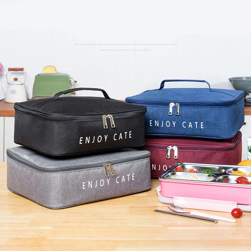 

Square Insulated Lunch Bag Large Capacity Thermal Cooler Bento Box Bags Food Carrier Portable Travel Picnic Lunch Handbags