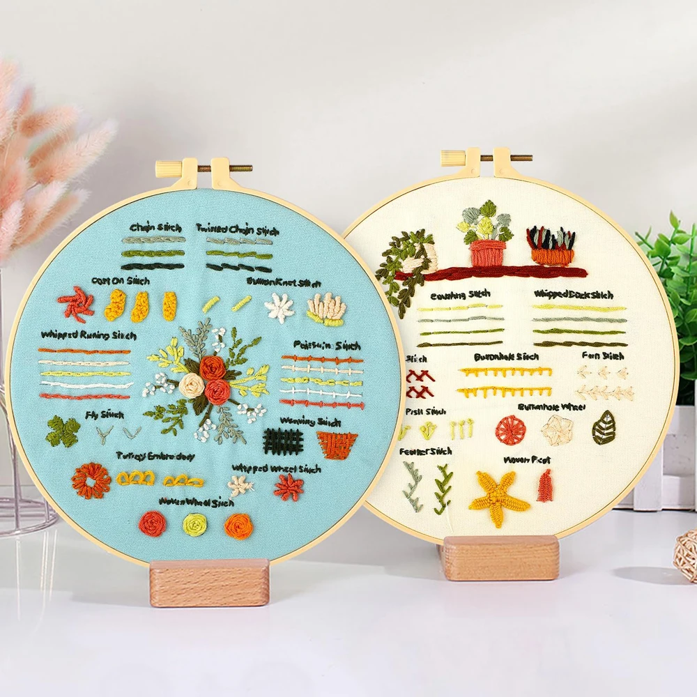 Хлопковый набор для вышивания цветов начинающих и взрослых. Цветочный узор.