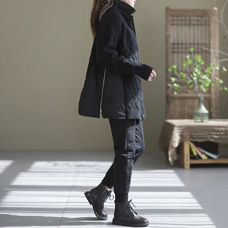 Women Autumn Winter Oversize Knitted Cardigan Casual 2022 Hooded Twist Sweater Zipper Long Sleeve Crochet Outerwear Knit Coats