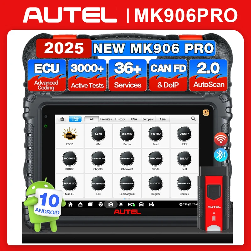 

Диагностический сканер Autel MaxiCOM MK906Pro, инструмент для кодирования ECU, двунаправленное управление, обновление AUTEL MS906BT MS906 Pro