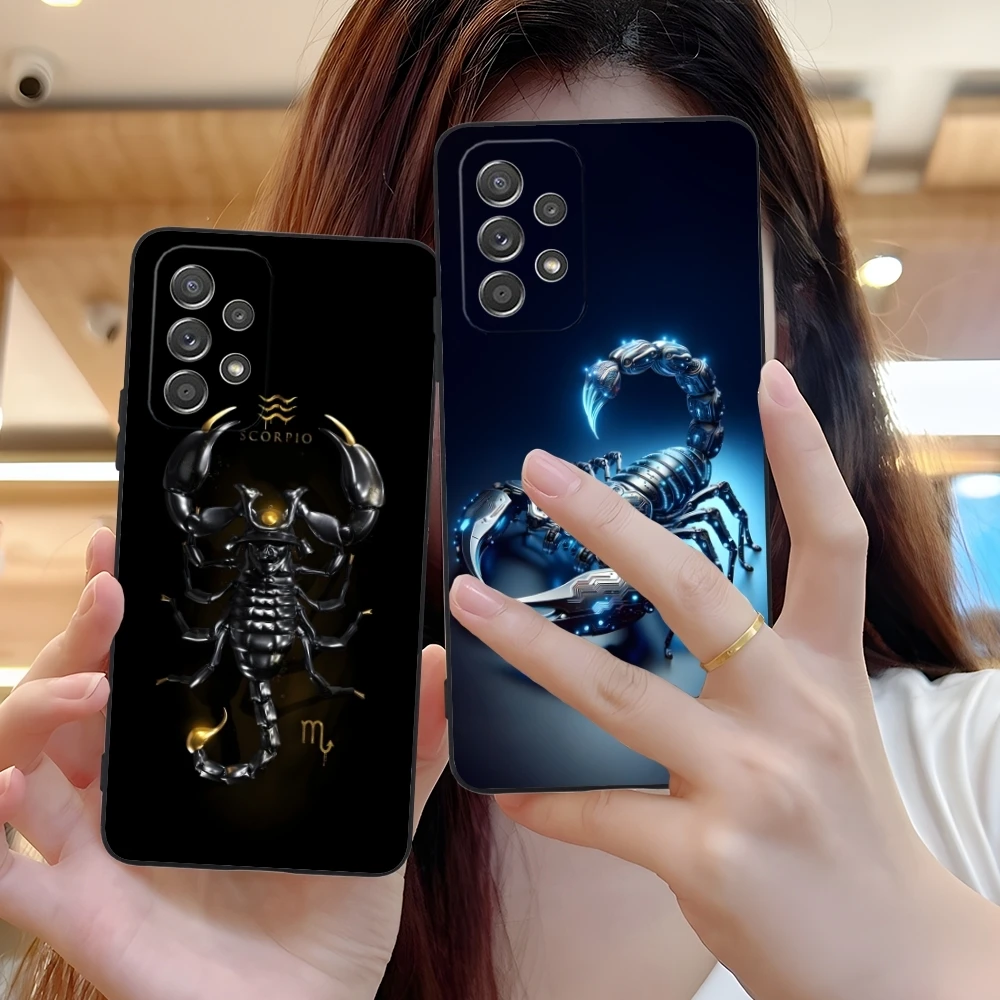 Colored Golden Scorpio Mobile Cell Phone Case for Samsung Galaxy A73 72 71 70 55 54 53 52 35 34 32 23 14 13 5G Black Cover Shell
