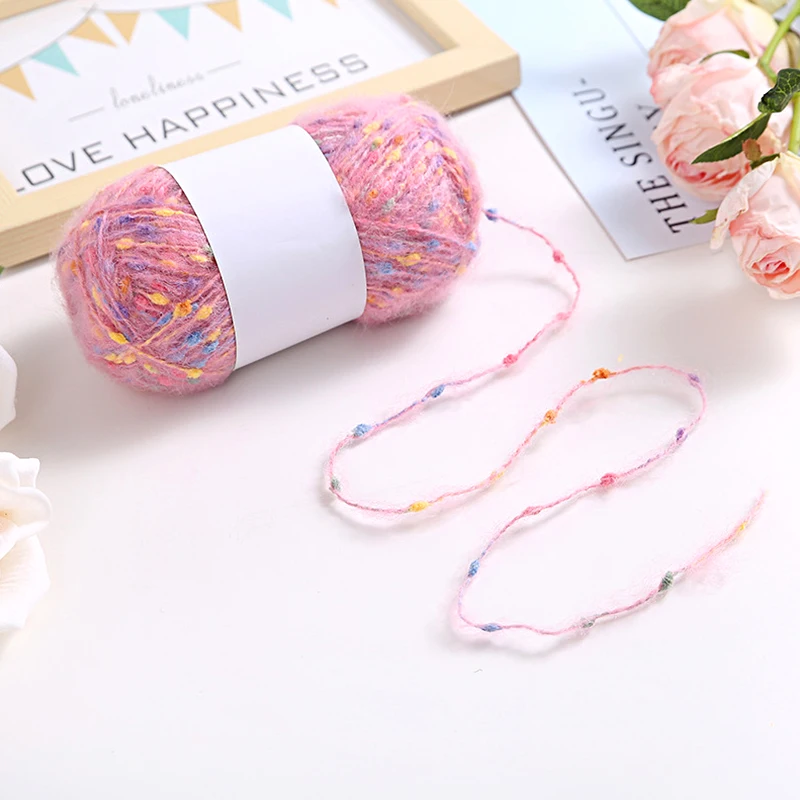 Мохеровая пряжа с цветными точками для ручной вязки 50 г/шар