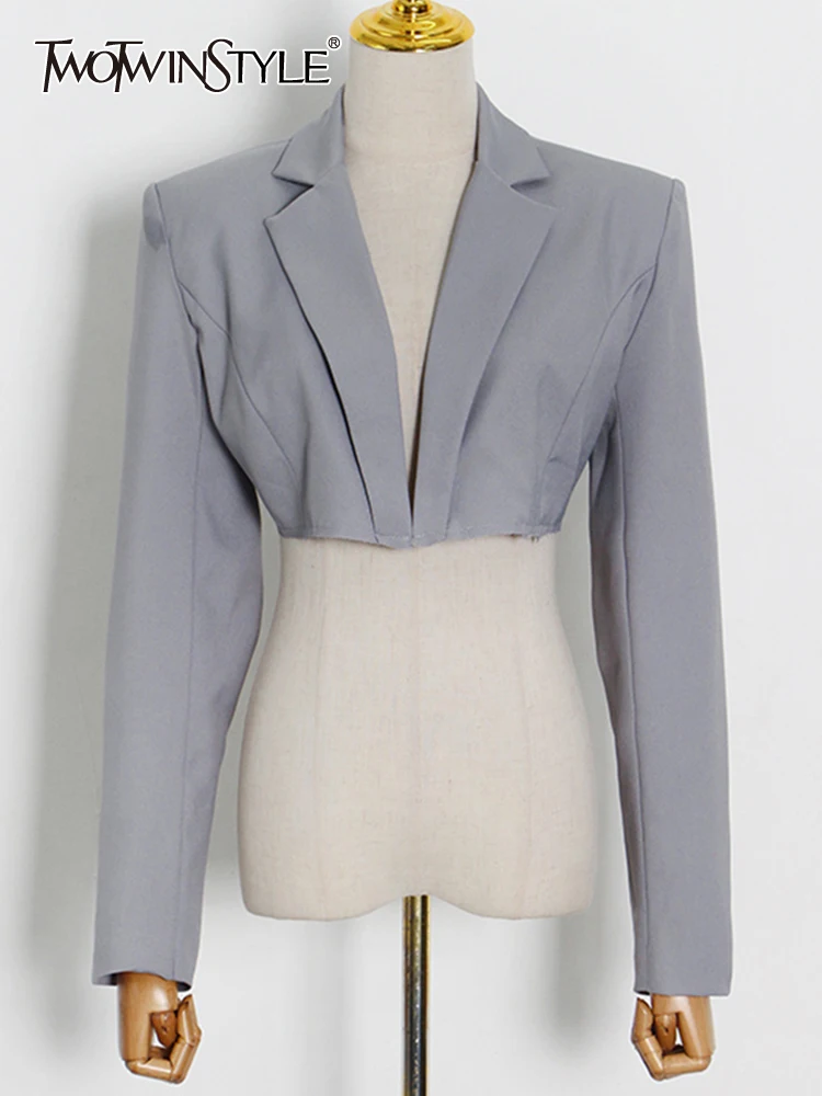 

Женский блейзер с v-образным вырезом TWOTWINSTYLE, однотонный короткий Блейзер с длинным рукавом в Корейском стиле, 2019