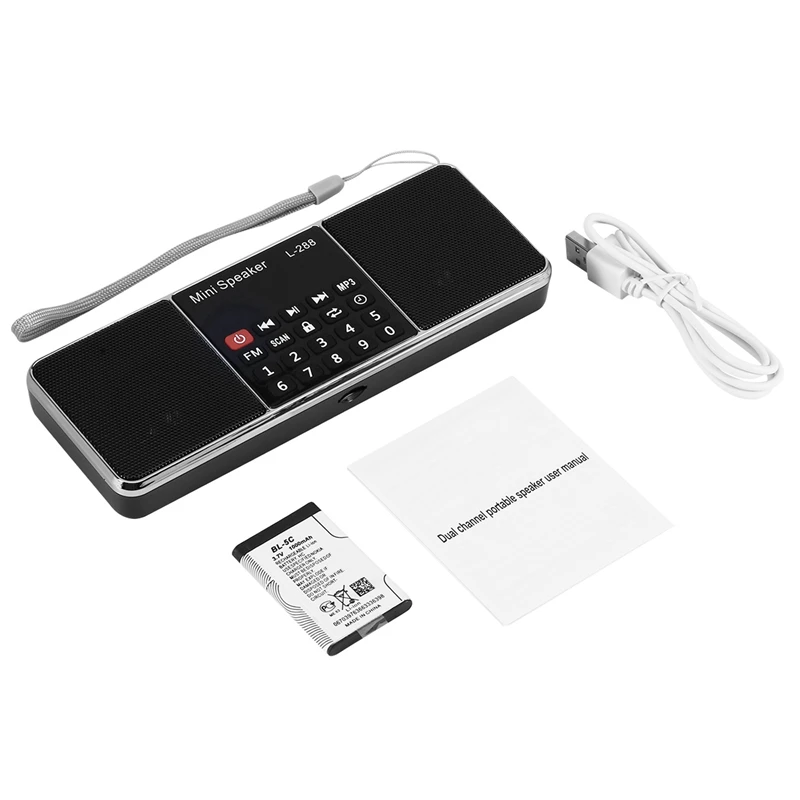 2 шт. портативная стереоколонка с Fm-радио и ЖК-экраном