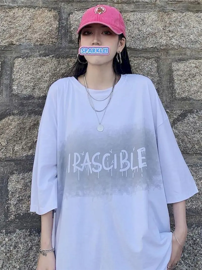 

Harajuku Graphic T Shirts for Women Oversized Black Street Fashion Clothes 2022 Short Sleeve Cotton Cool Summer XXL Casual Tops