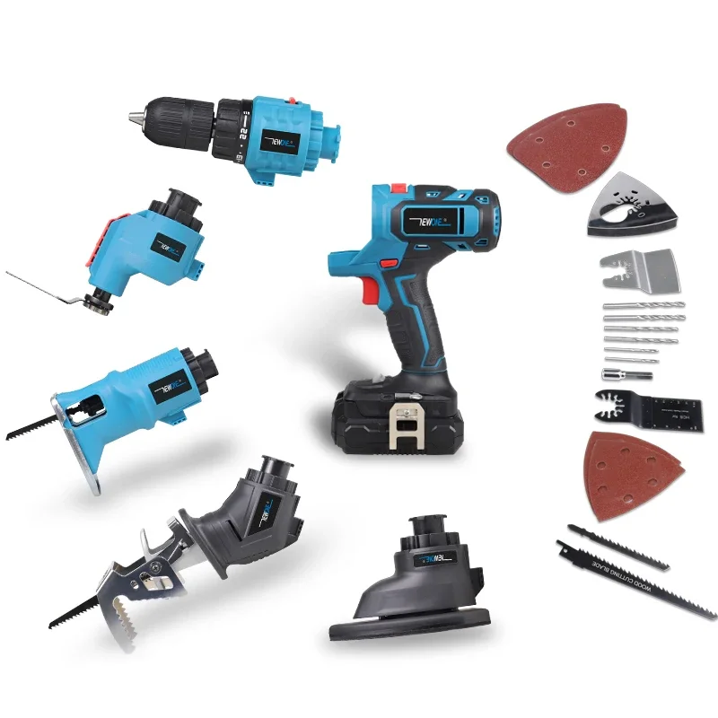

20V Power Tool 5-in-1 Combo kit Drill jig saw reciprocating saw oscillating tool Mouse Sander attachments chargering drill