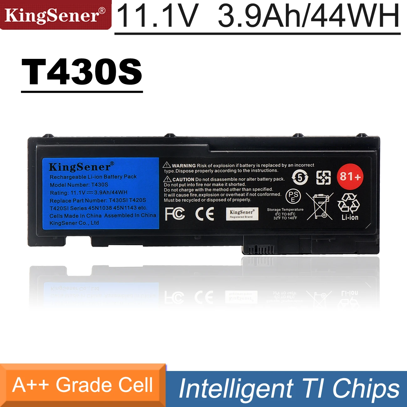Аккумулятор KingSener для ноутбука Lenovo ThinkPad T430S T420S T420si T430si 45N1039 45N1038 45N1036 42T4846 42T4847 44WH 500 + циклов