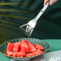 stainless steel watermelon cut portable fruit fork slicing knife household kitchen multifunctional gadgets kitchen accessories