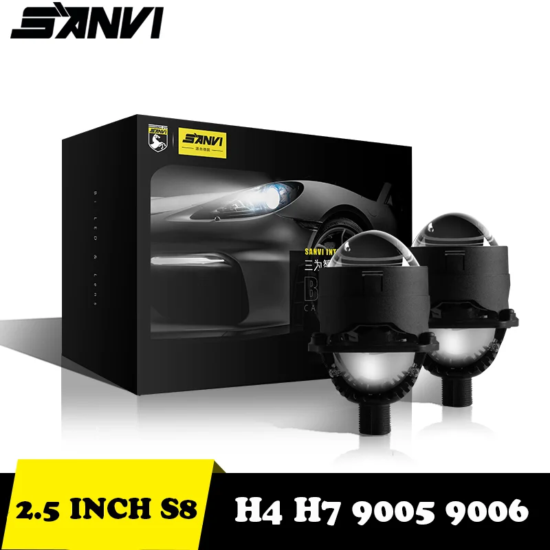 SANVI 2 5-дюймовый двухсветодиодный объектив для проектора S8 с черными кожухами Angel