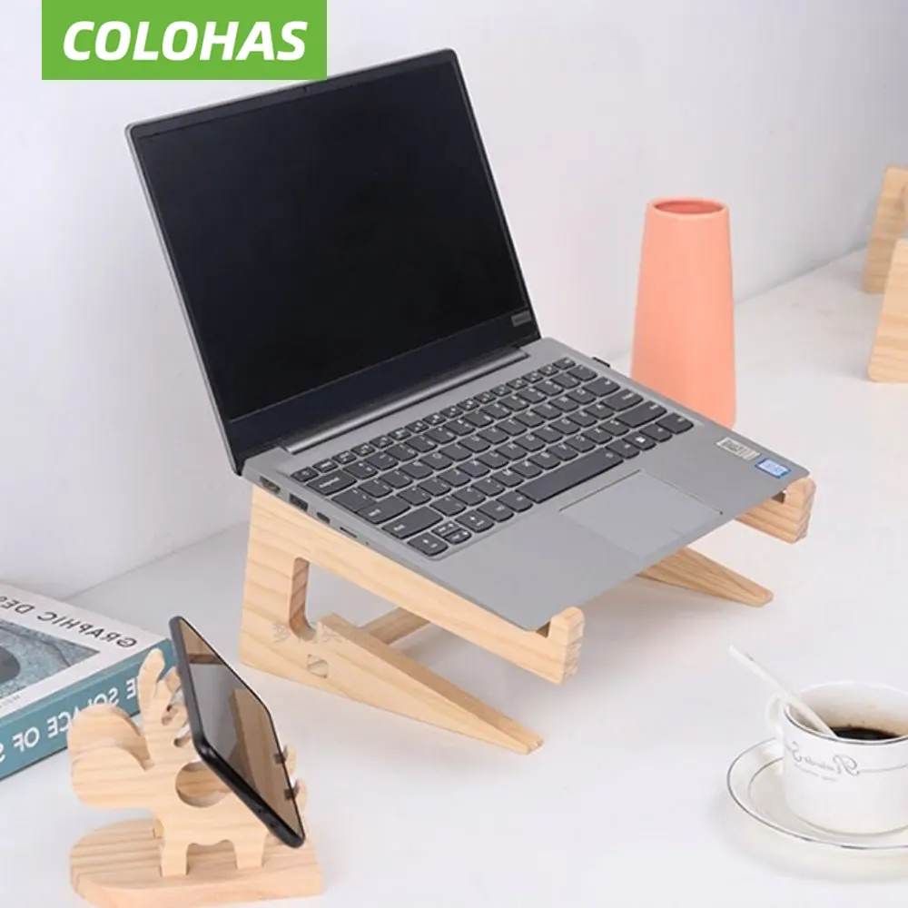 Wood Universal Laptop Stand Notebook Cooling Holder For Macbook Pro Air Ipad Pro Detachable Wooden Holder Mount