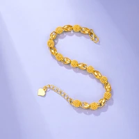 24k gouden armband vergulde boeddha bead hollow glossy prachtige armband voor vrouwen huwelijksgeschenken