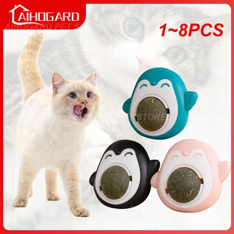 

1~8PCS Cat Mint Toys Catnip Balls Grinding Teeth Mint Ball Edible Safety Healthy Snack Rotatable Wall Stick-on Toy for Pet