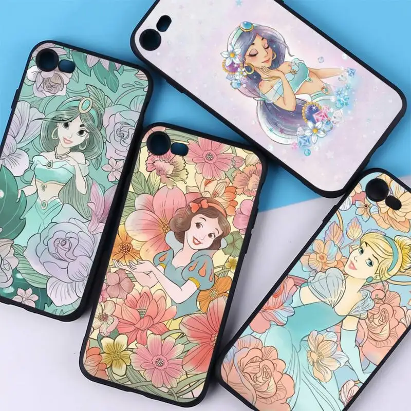 

Flower Cartoon Girl Phone Case Silicone Soft for iphone 14 13 12 11 Pro Mini XS MAX 8 7 6 Plus X XS XR Cover