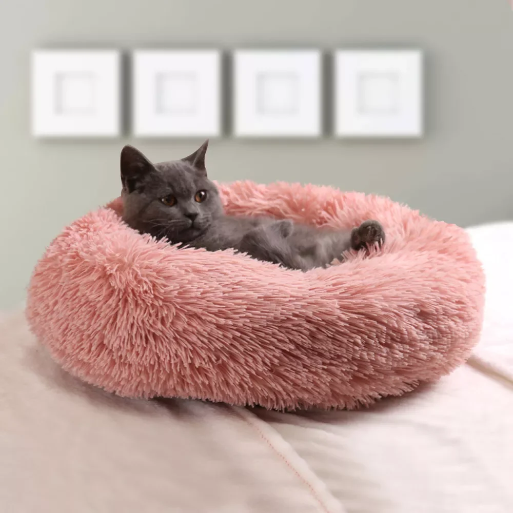 

Cat Super Soft Long Plush Warm Mat Cute Lightweight Kennel Pet Sleeping Basket Bed Round Fluffy Comfortable Touch Pet Products